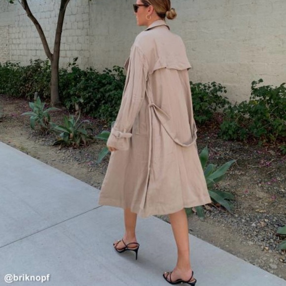 Urban Outfitters Jackets & Blazers - Urban Outfitters Jasper Trench Coat Viscose Tan Khaki Size M Minimal Long Duster